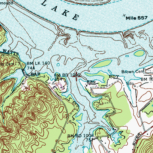 Topographic Map of Bolden Branch, TN