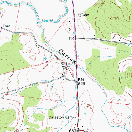 Topographic Map of Brawleys Fork, TN