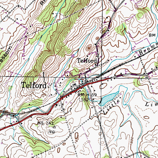 Topographic Map of Brown Branch, TN