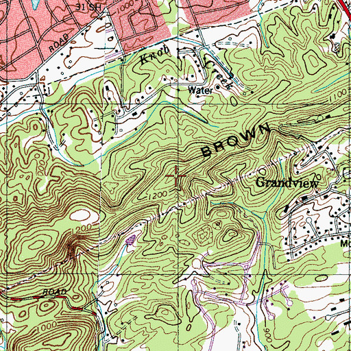 Topographic Map of Brown Mountain, TN