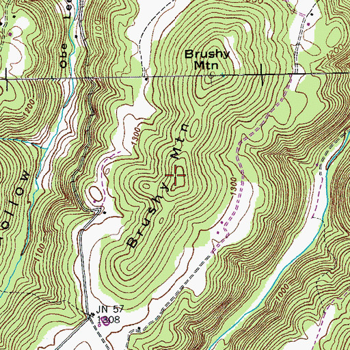 Topographic Map of Brushy Mountain, TN