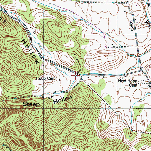 Topographic Map of Bryant Hollow, TN