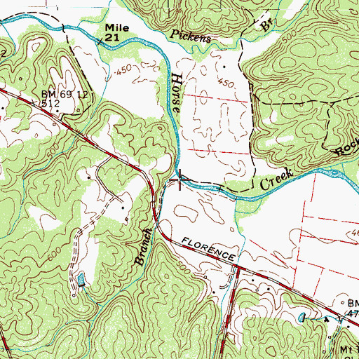 Topographic Map of Buck Branch, TN