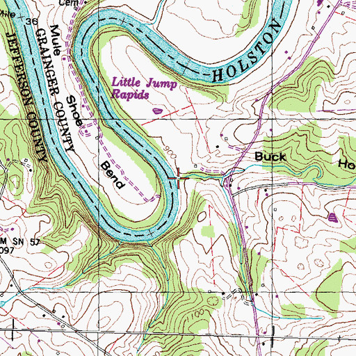 Topographic Map of Buck Hollow, TN