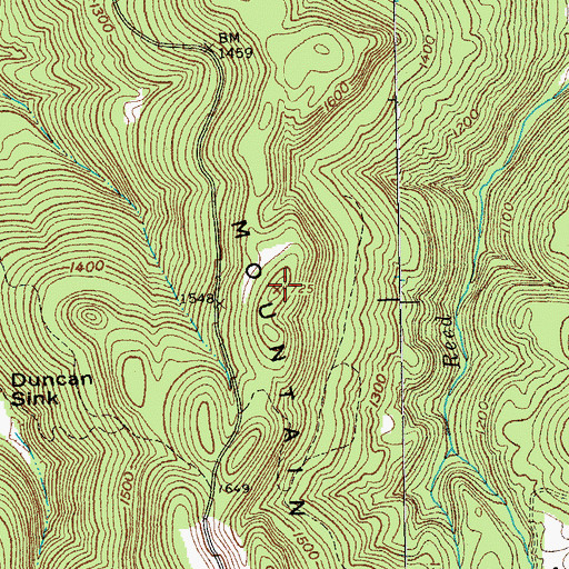 Topographic Map of Buck Mountain, TN