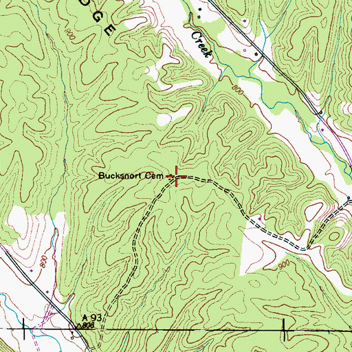Topographic Map of Bucksnort Cemetery, TN
