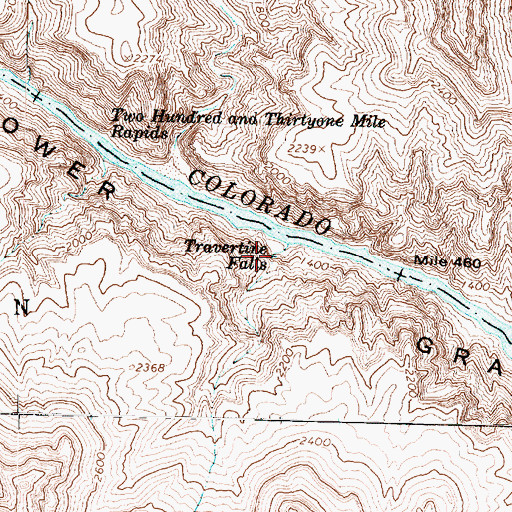 Topographic Map of Travertine Falls, AZ