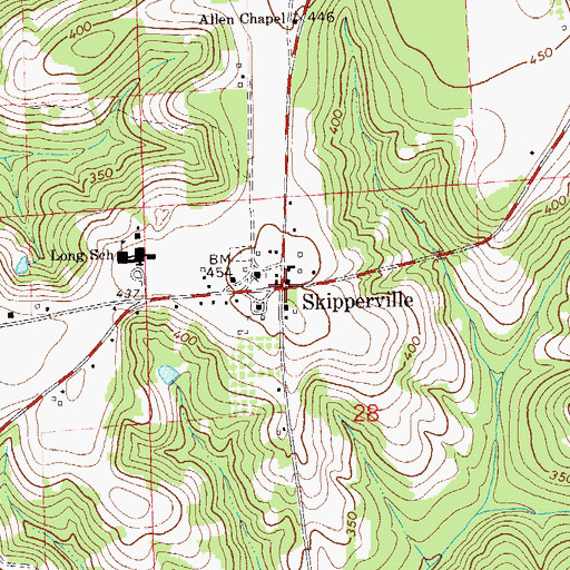 Topographic Map of Skipperville, AL