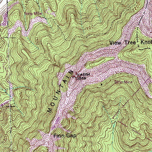 Topographic Map of Buffalo Mountain, TN