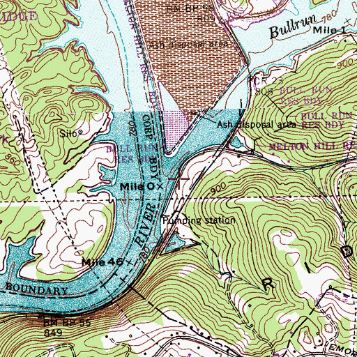 Topographic Map of Bullrun Creek, TN