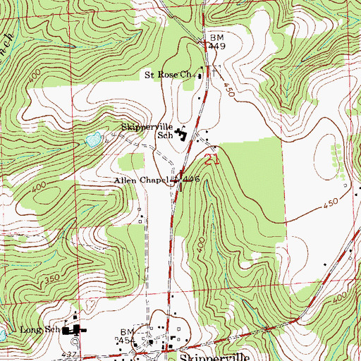 Topographic Map of Skipperville School, AL