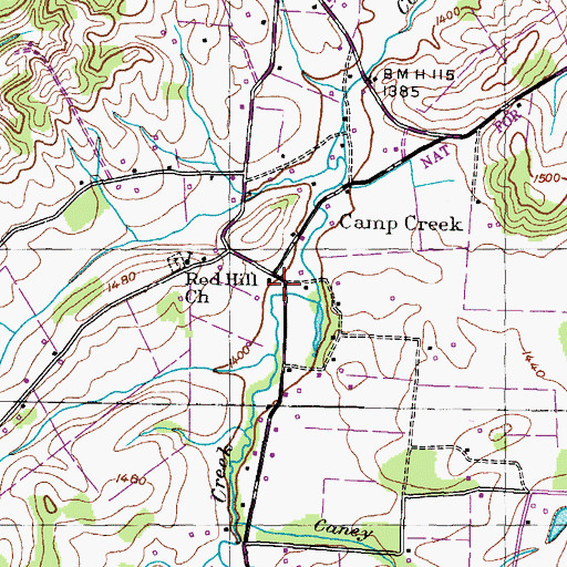 Topographic Map of Camp Creek, TN
