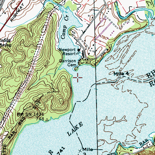 Topographic Map of Camp Creek, TN