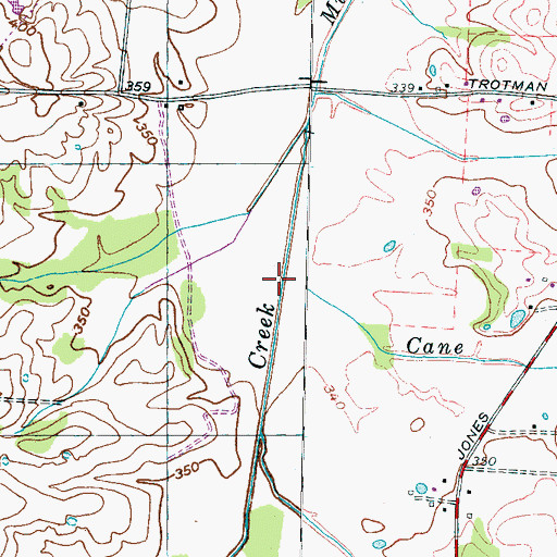 Topographic Map of Cane Creek, TN