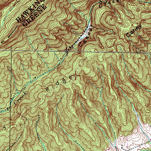 Topographic Map of Caney Ridge, TN