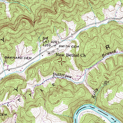 Topographic Map of Caney Ridge, TN