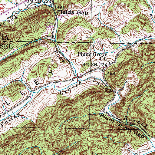 Topographic Map of Caney Valley, TN
