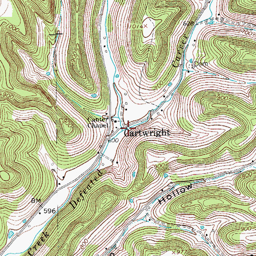 Topographic Map of Carver Branch, TN