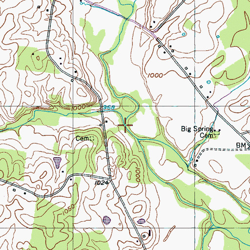 Topographic Map of Cates Branch, TN