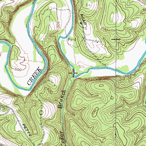 Topographic Map of Cedar Branch, TN