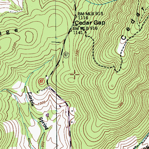 Topographic Map of Cedar Ridge, TN