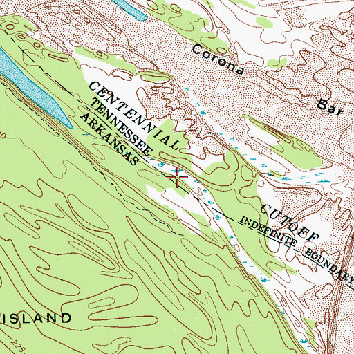 Topographic Map of Centennial Cutoff, TN