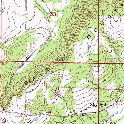 Topographic Map of Sky Ball Mountain, AL