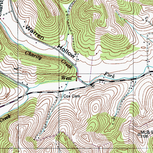 Topographic Map of Charity Creek, TN