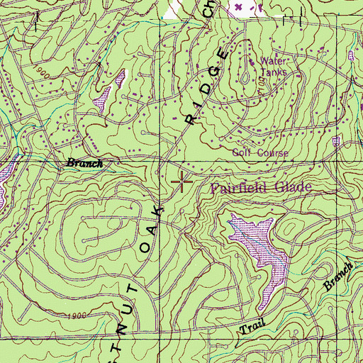 Topographic Map of Chestnut Oak Ridge, TN