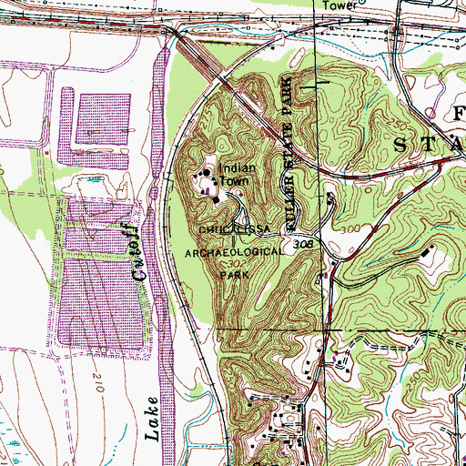 Topographic Map of Chucalissa Archaeological Park, TN