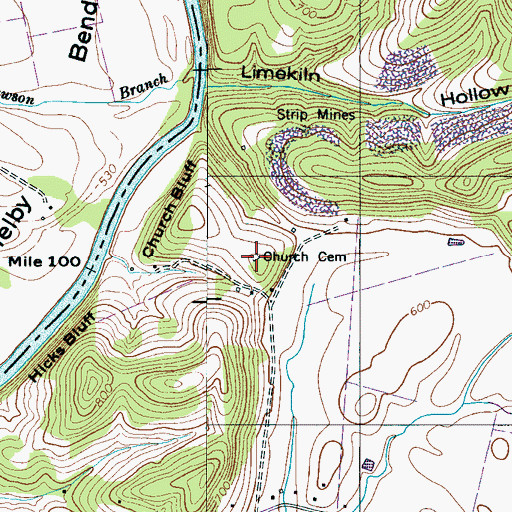 Topographic Map of Church Cemetery, TN