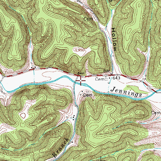 Topographic Map of Clark Branch, TN