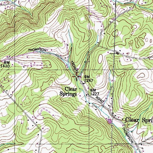 Topographic Map of Clear Springs, TN