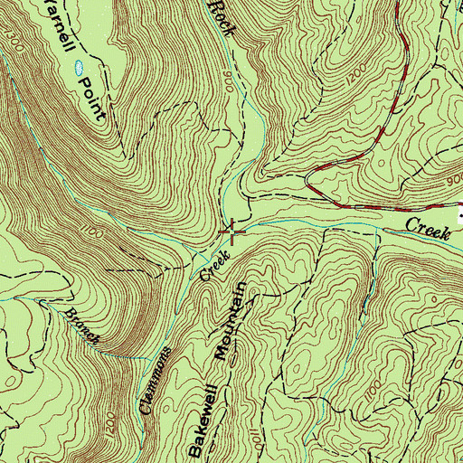 Topographic Map of Clemmons Creek, TN