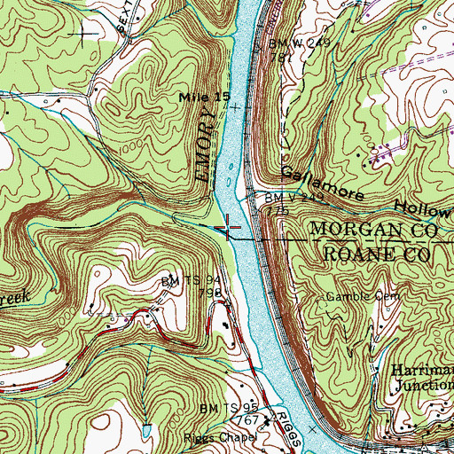Topographic Map of Clifty Creek, TN