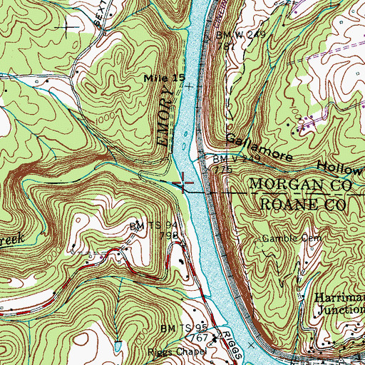 Topographic Map of Clifty Creek, TN