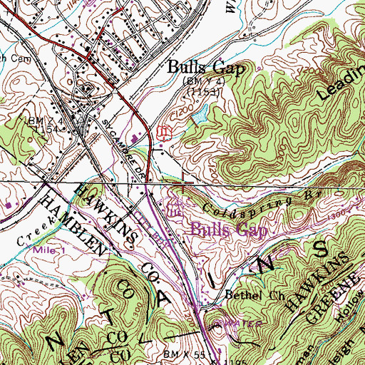 Topographic Map of Coldsprings Branch, TN