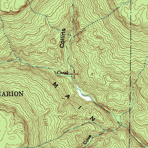 Topographic Map of Collins Cove, TN