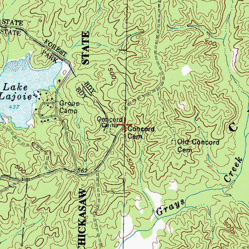 Topographic Map of Concord Cemetery, TN