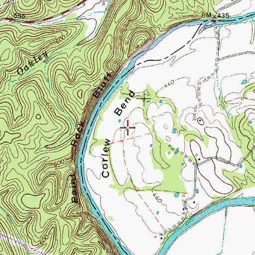 Topographic Map of Corlew Bend, TN
