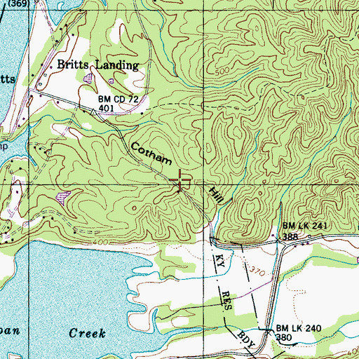 Topographic Map of Cotham Hill, TN