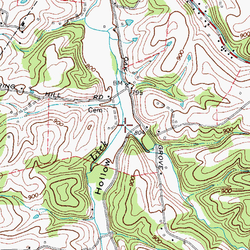Topographic Map of Cotton Hollow, TN