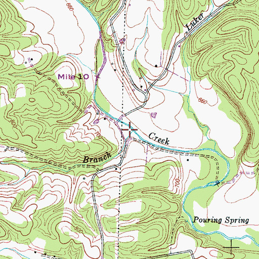 Topographic Map of Couch Branch, TN