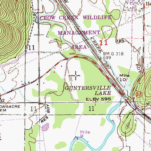Topographic Map of Crow Creek Valley, AL
