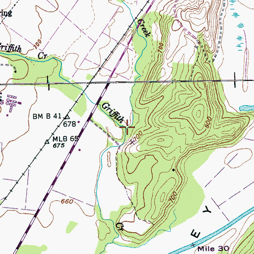 Topographic Map of Daniel Creek, TN