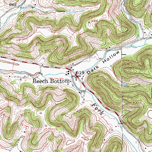 Topographic Map of Dark Hollow, TN