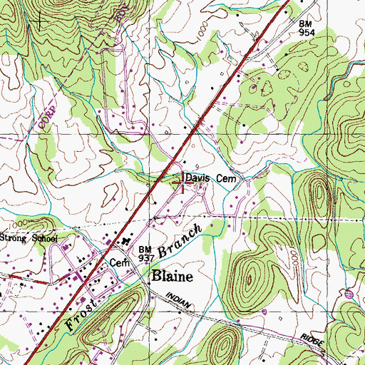 Topographic Map of Davis Cemetery, TN