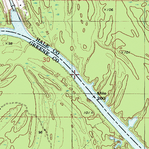 Topographic Map of Slack Creek, AL