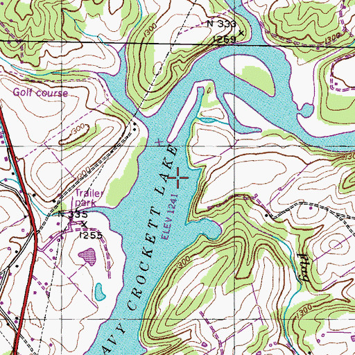 Topographic Map of Davy Crockett Lake, TN