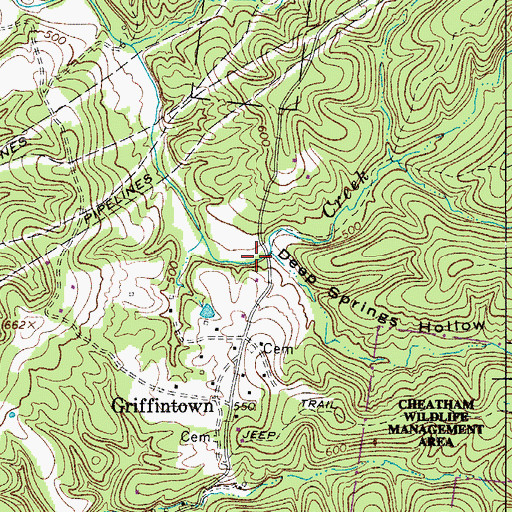 Topographic Map of Deep Springs Hollow, TN